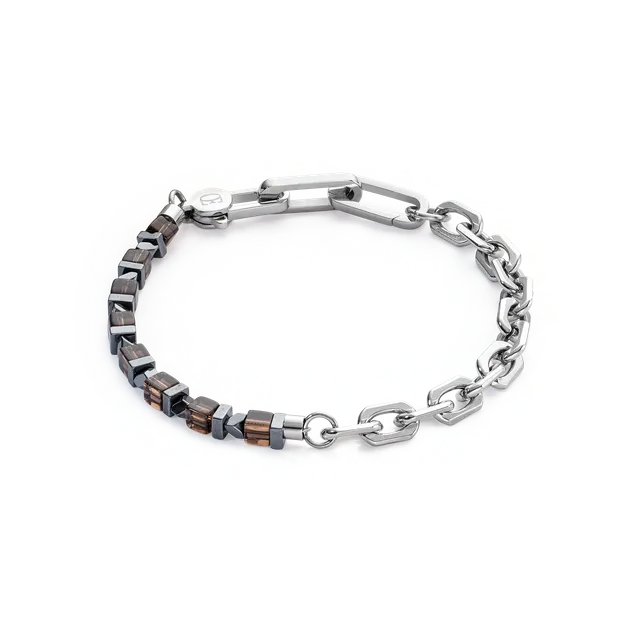 coeur-de-lion-precious-fusion-gliederkette-armband-braun-silber image 1