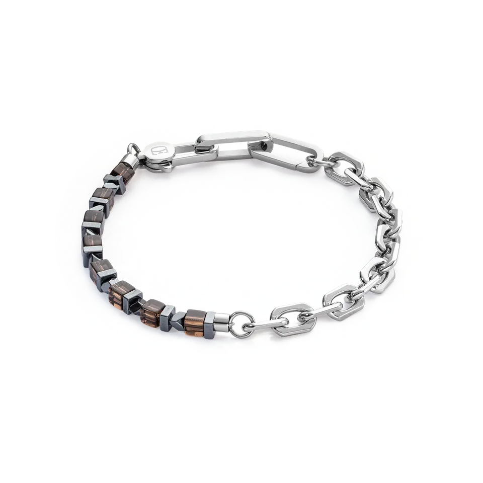coeur-de-lion-precious-fusion-gliederkette-armband-braun-silber image 1