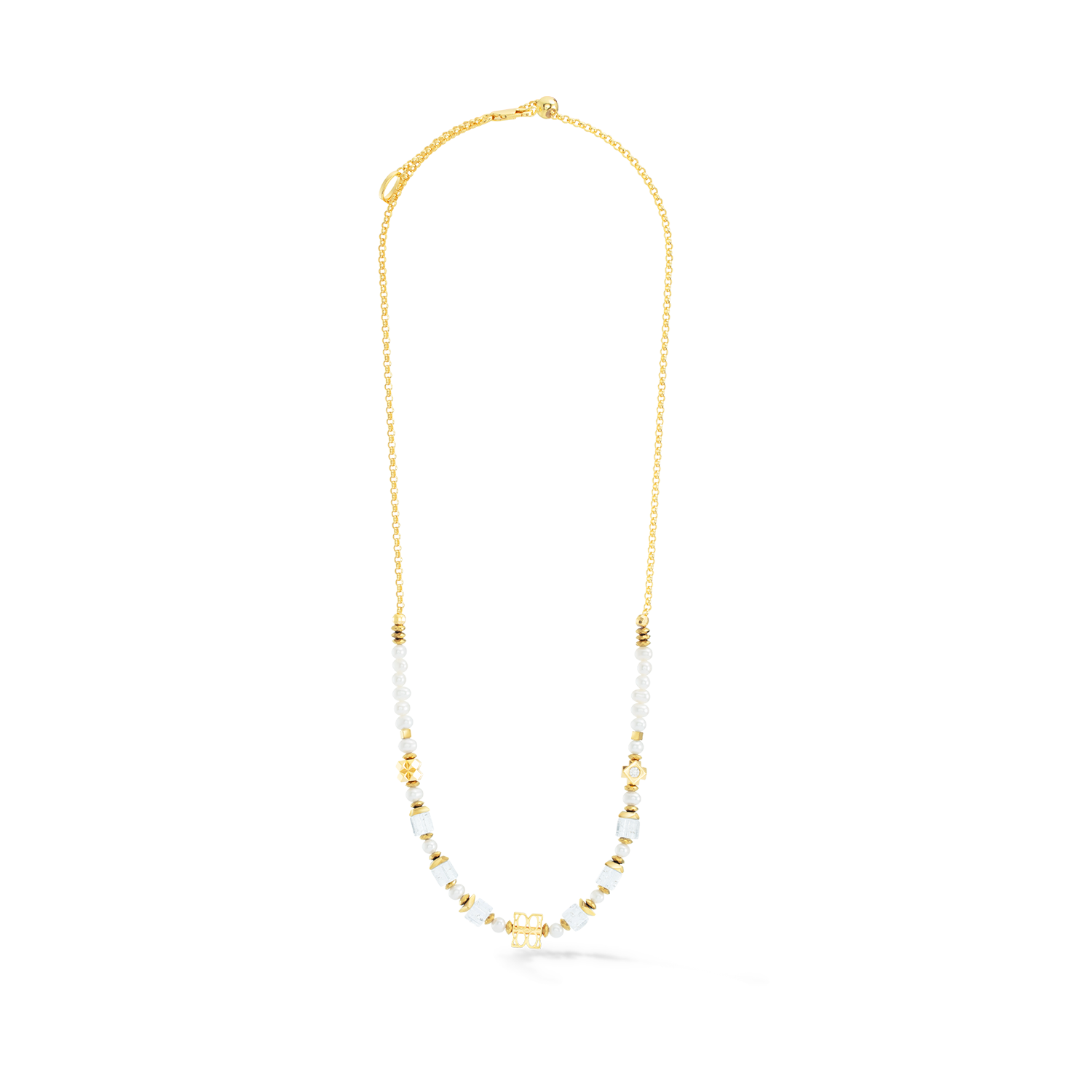 coeur-de-lion-iconic-signature-halskette-gold-wei-42-cm-18k-vergoldet-mit-perlen image 1