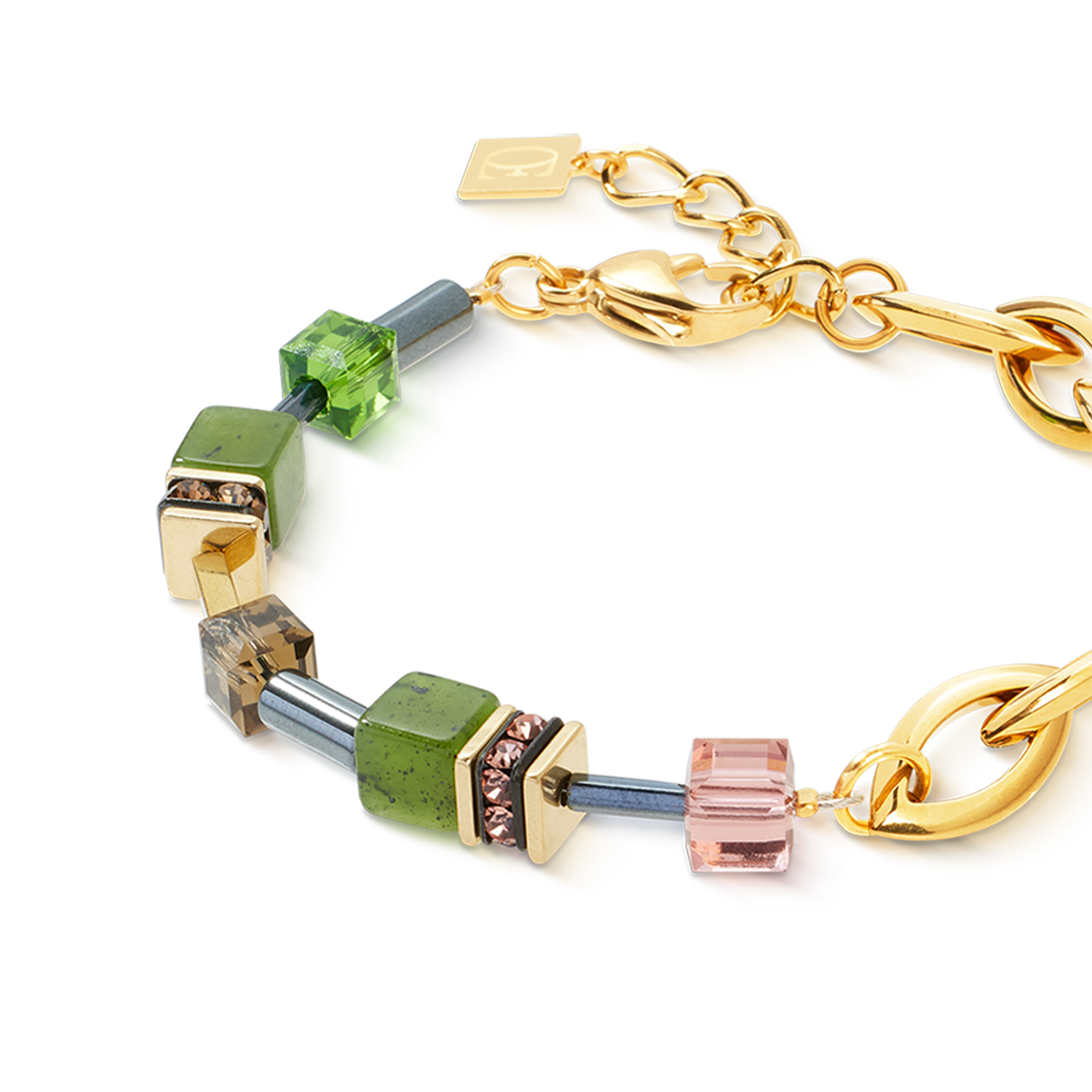 coeur-de-lion-geocube-chunky-chain-armband-gold-gr-n image 2