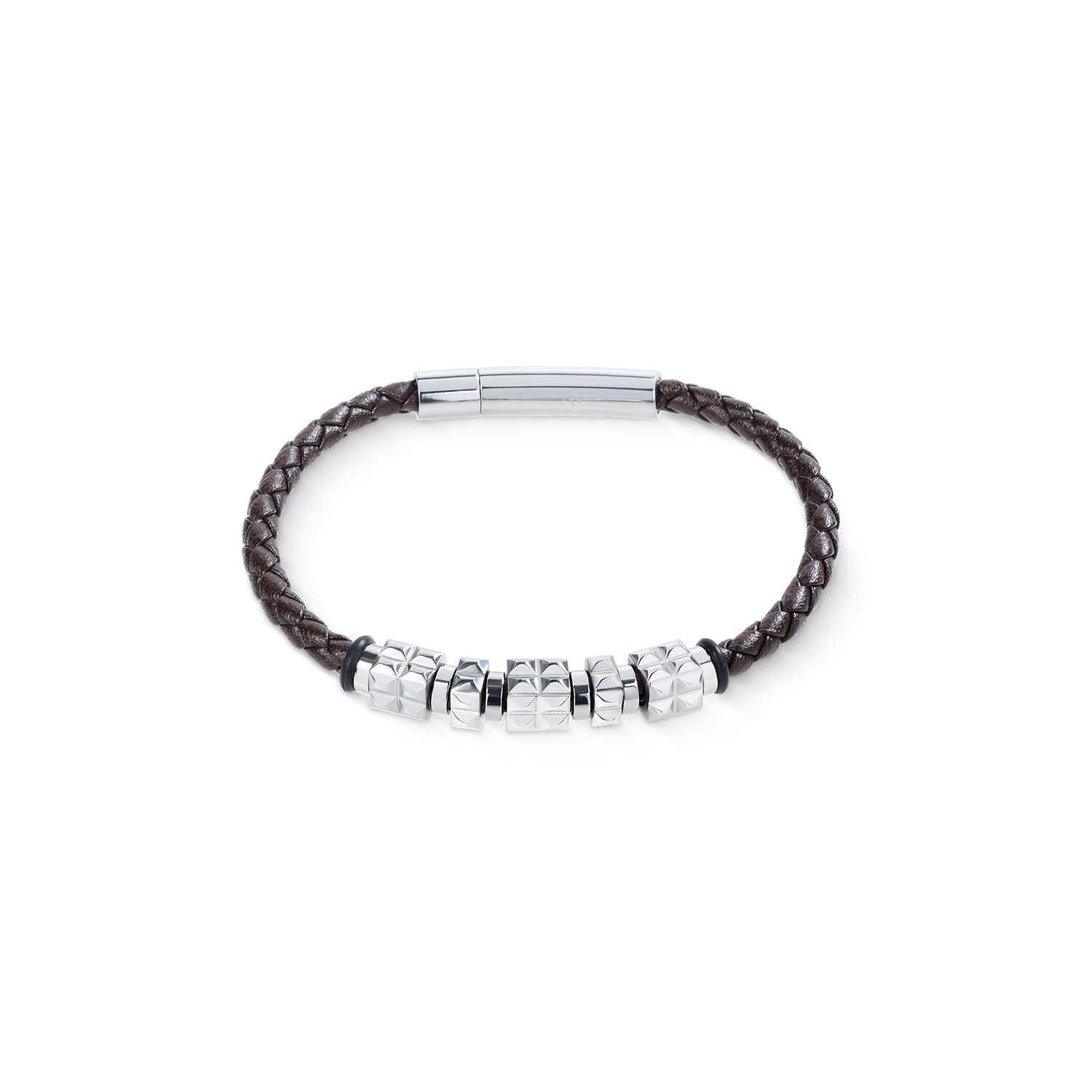 coeur-de-lion-armband-leder-braun-mit-edelstahl-spikes-cubes image 1