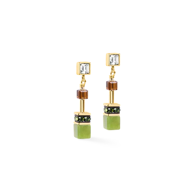 coeur-de-lion-geocube-iconic-wave-ohrringe-forest-gold-3-cm image 1