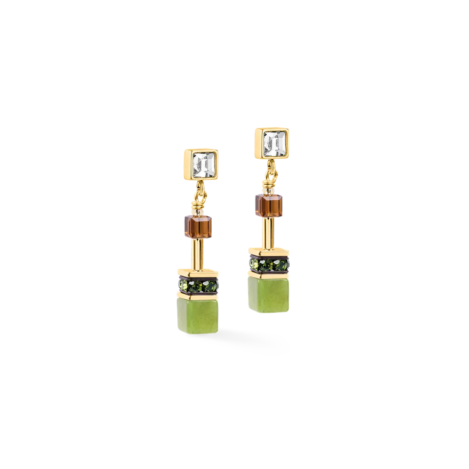 coeur-de-lion-geocube-iconic-wave-ohrringe-forest-gold-3-cm image 1