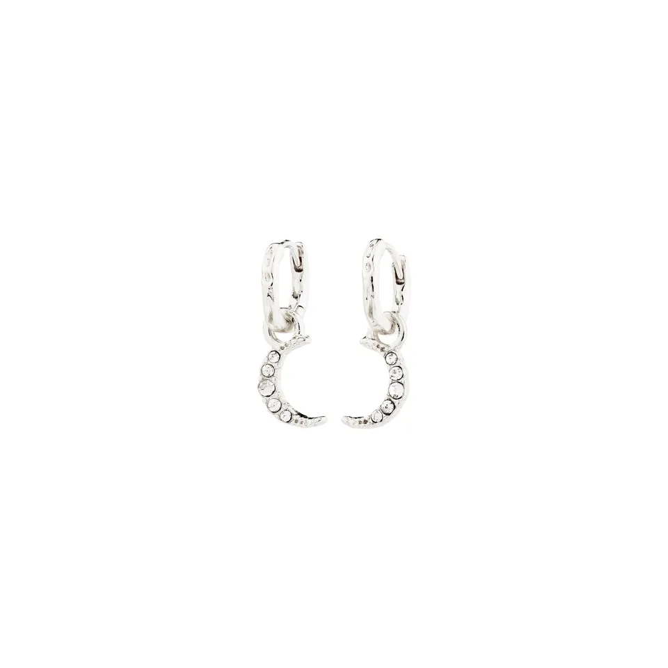pilgrim-evgenia-creolen-versilbert-huggie-hoops-mit-mond-und-preciosa-kristallen image 1