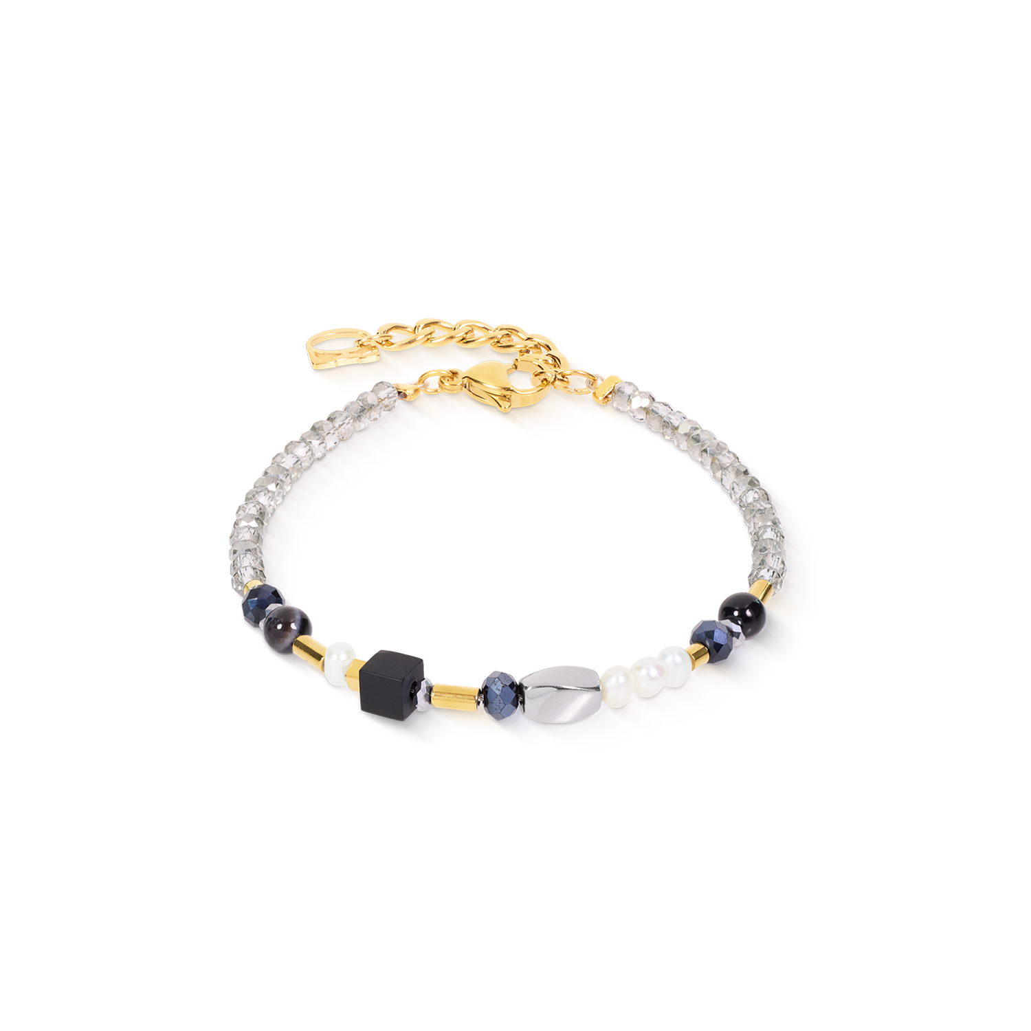 coeur-de-lion-armband-mosaic-night-gold-schwarz-mit-s-wasserperle-und-onyx image 1
