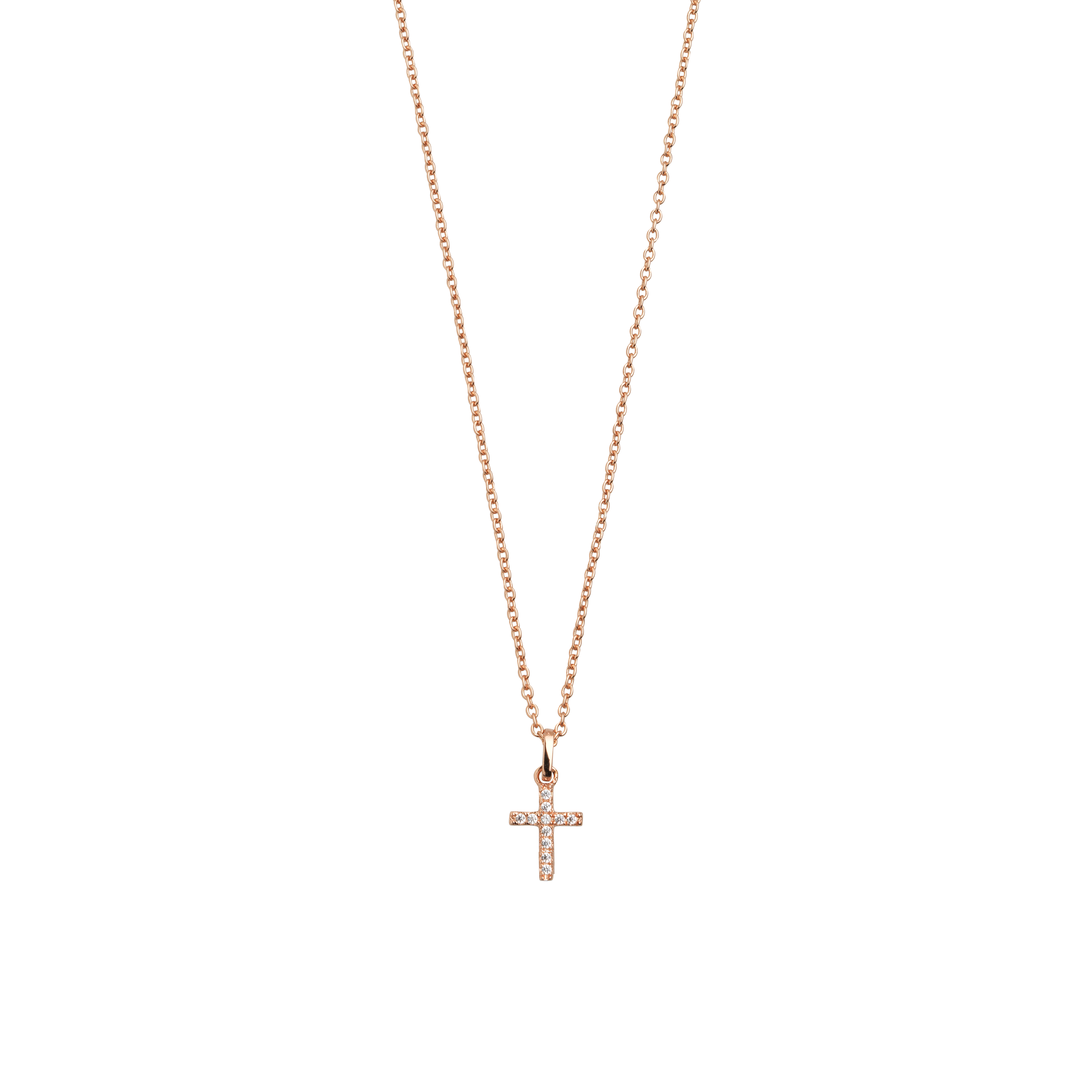 xenox-kreuz-halskette-925-sterlingsilber-ros-vergoldet-mit-zirkonia image 1