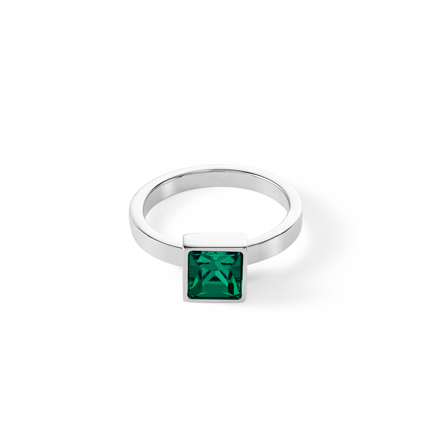 coeur-de-lion-brilliant-square-big-ring-silber-dunkelgr-n image 1