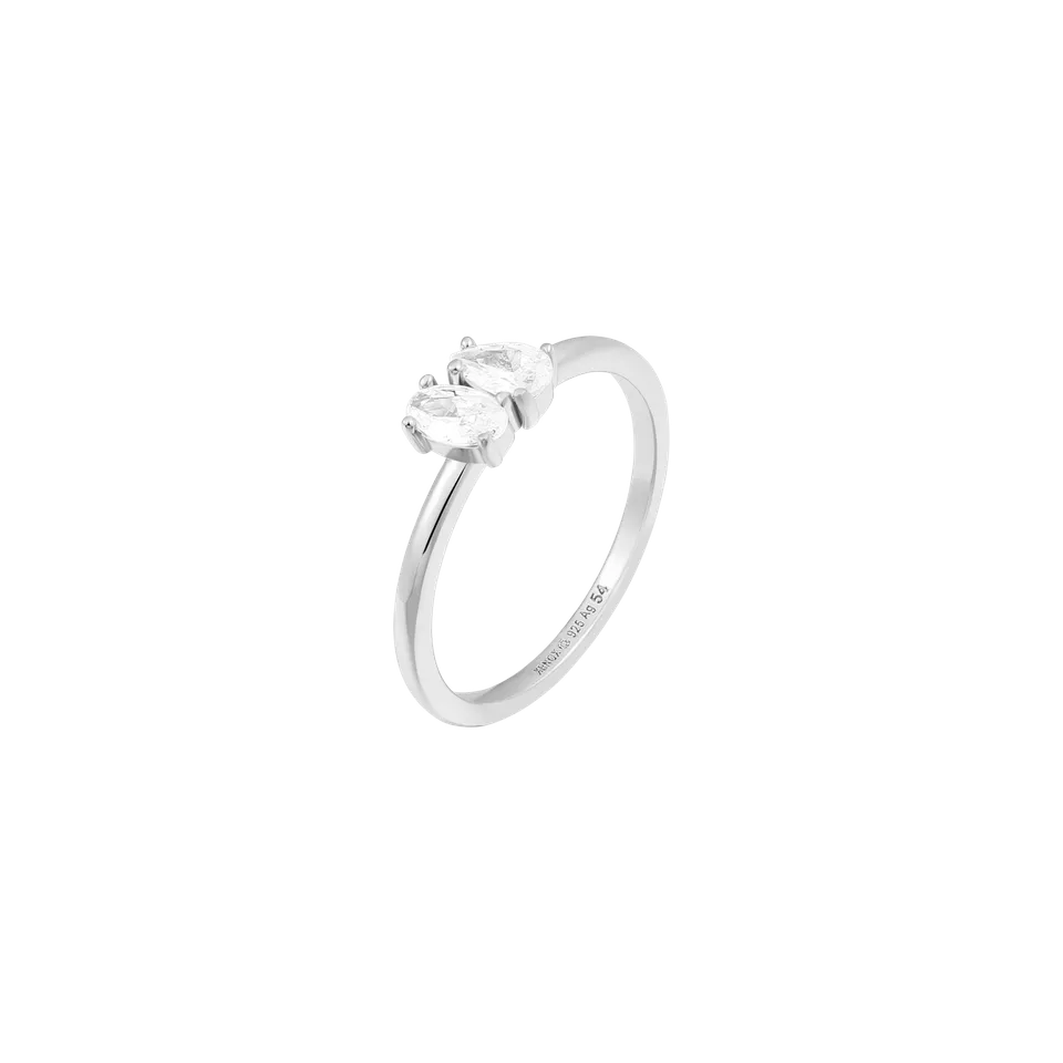 xenox-radiant-duo-ring-925-sterlingsilber-rhodiniert-mit-zirkonia-oval-und-tropf image 1