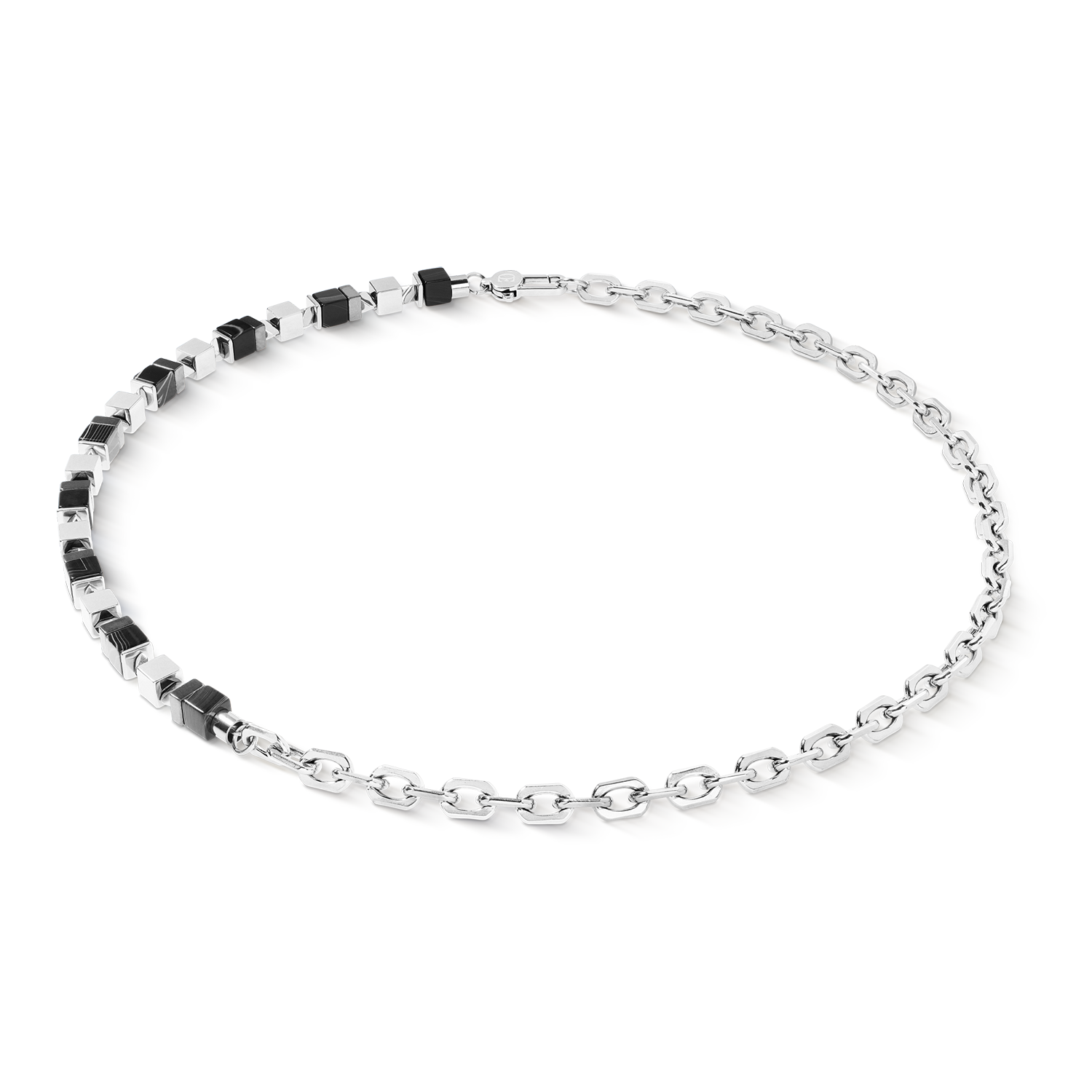 coeur-de-lion-precious-cubes-chain-halskette-schwarz-silber image 1
