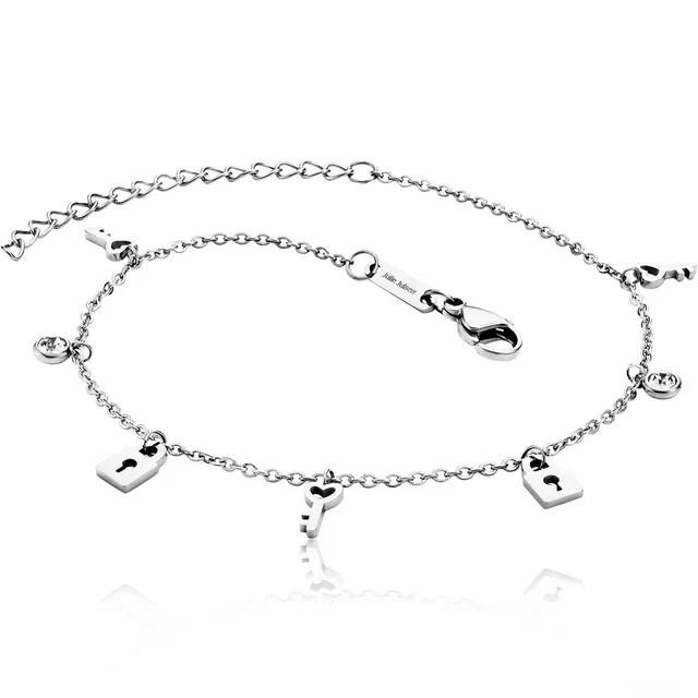 julie-julsen-anklet-steel-fu-kette-locks-keys-edelstahl-22-5-cm image 1