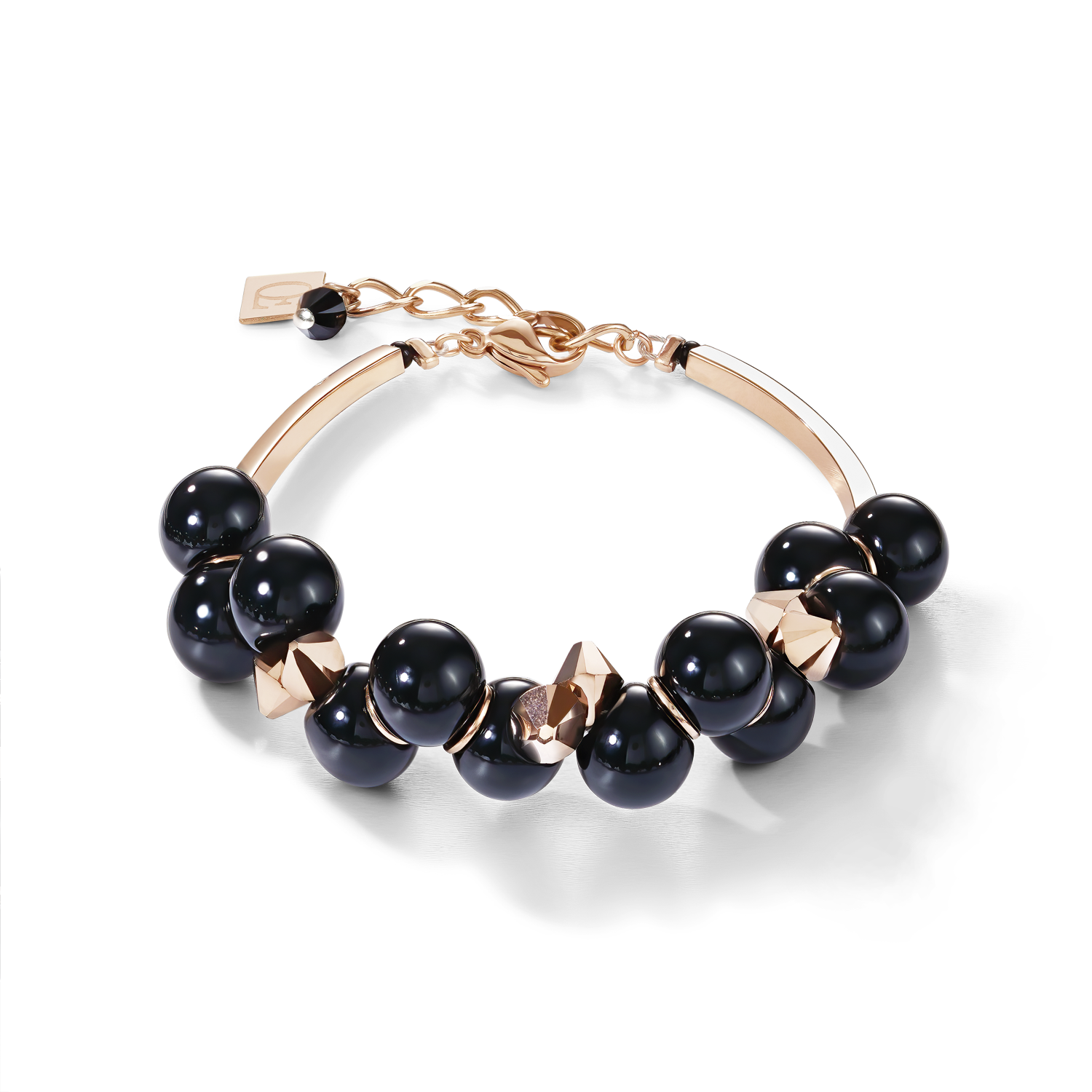 coeur-de-lion-acrylglas-armband-schwarz-mit-kristallen-ros-gold image 1