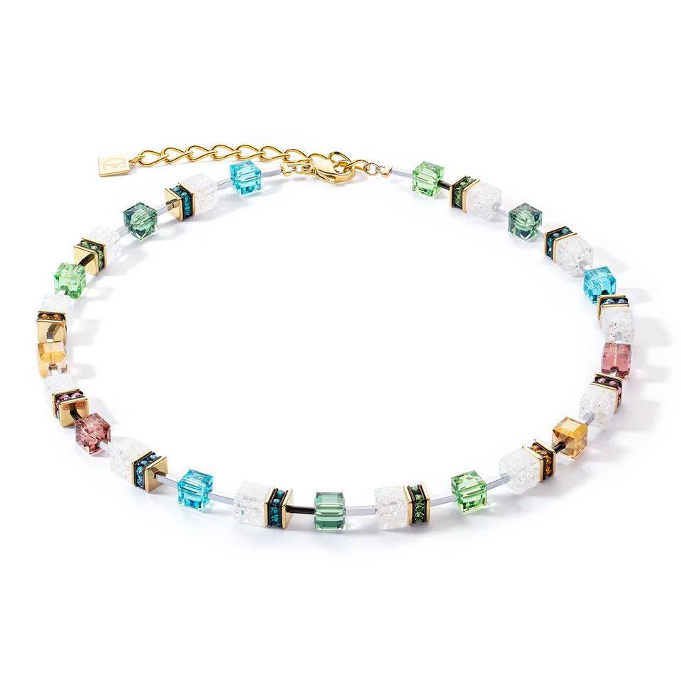 coeur-de-lion-geocube-iconic-statement-precious-halskette-multicolor-gold-50-cm- image 1