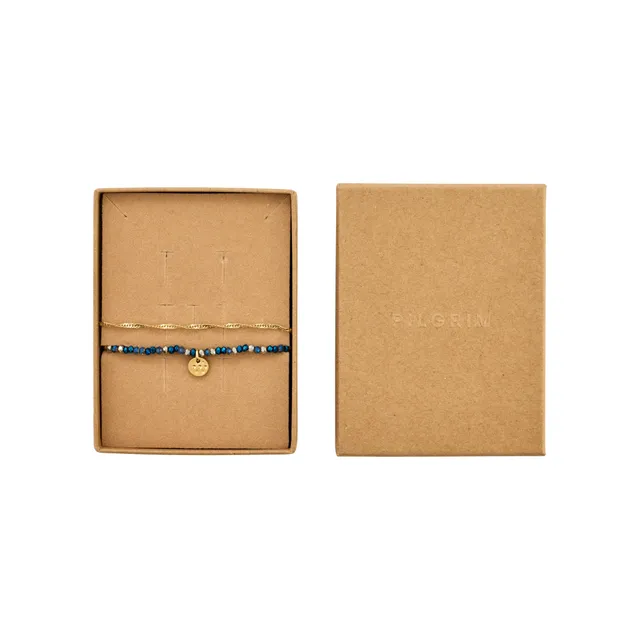 pilgrim-bellamy-geschenkset-armband-2-in-1-set-vergoldet-blau image 1