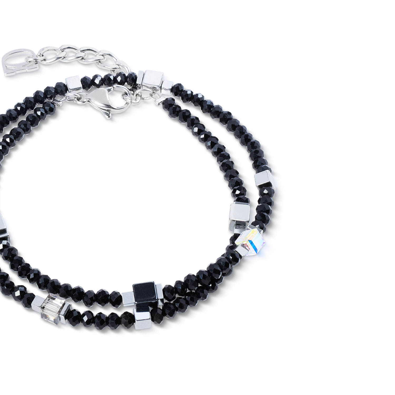 coeur-de-lion-joyful-colours-flex-armband-silber-schwarz-doppel-wicklung image 2