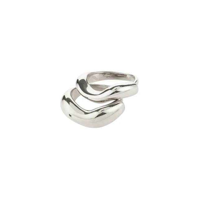 pilgrim-callaway-ring-set-2-in-1-versilbert-wellenf-rmig-verstellbar image 1