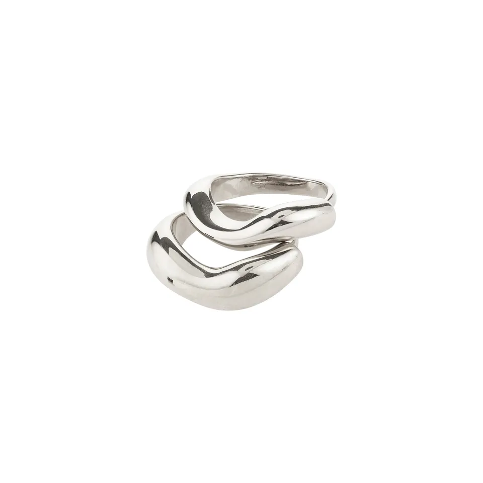 pilgrim-callaway-ring-set-2-in-1-versilbert-wellenf-rmig-verstellbar image 1