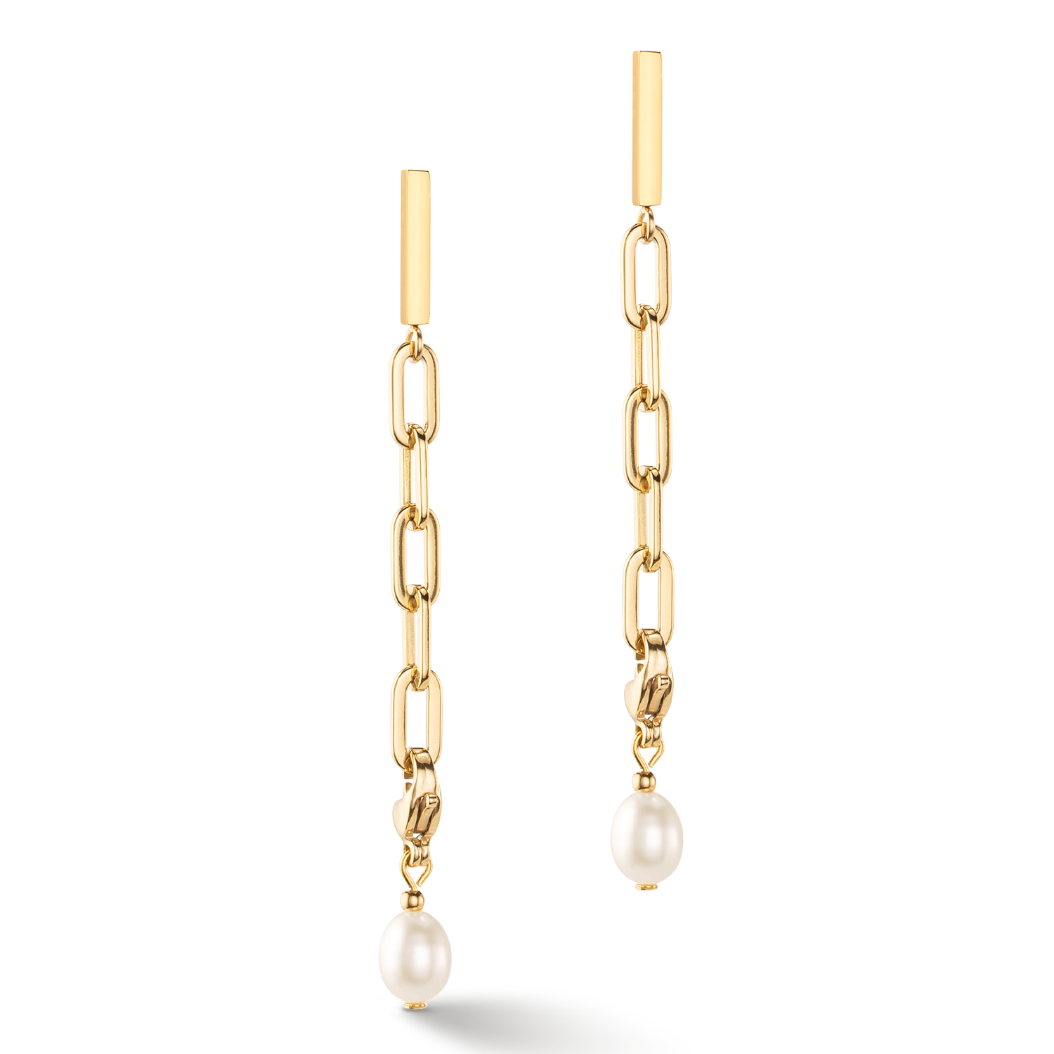 coeur-de-lion-modern-chain-ohrringe-gold-mit-s-wasserperlen-charms image 2