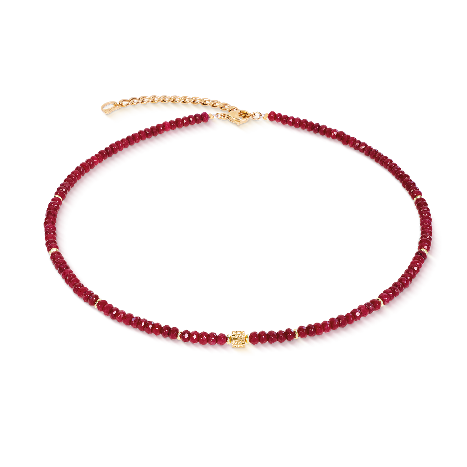coeur-de-lion-halskette-hammered-cube-ruby-gold-42-cm image 1