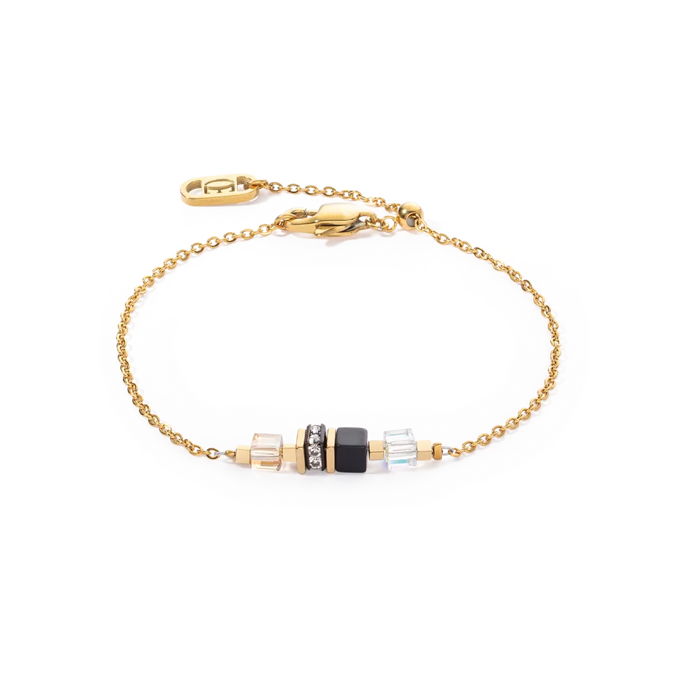 coeur-de-lion-armband-mini-cubes-chain-gold-schwarz image 1