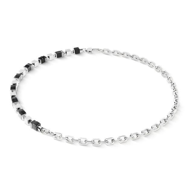 coeur-de-lion-precious-cubes-chain-halskette-schwarz-silber image 1
