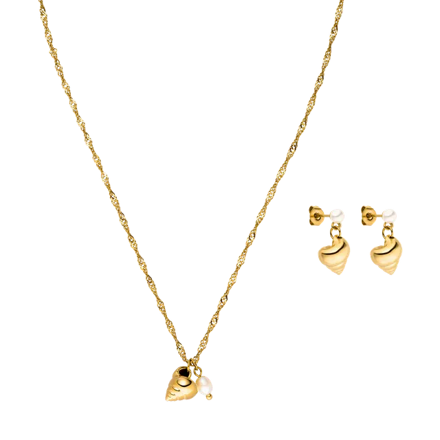 purelei-mahina-club-seashore-set-kette-40-45-cm-mit-s-wasserperle-und-muschel-oh image 1