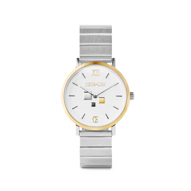 coeur-de-lion-uhr-rund-brilliant-white-bicolor-edelstahl-silber image 1