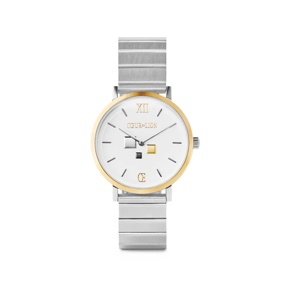 coeur-de-lion-uhr-rund-brilliant-white-bicolor-edelstahl-silber image 1