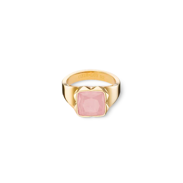 coeur-de-lion-spikes-square-ring-rosenquarz-gold-rosa image 1