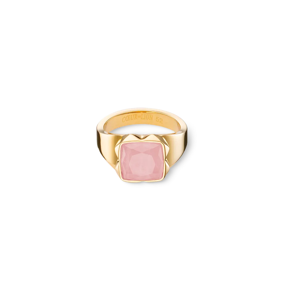 coeur-de-lion-spikes-square-ring-rosenquarz-gold-rosa image 1