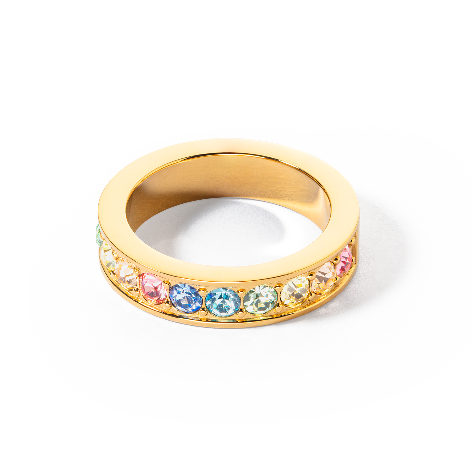 coeur-de-lion-ring-edelstahl-kristalle-gold-multi-pastell image 2