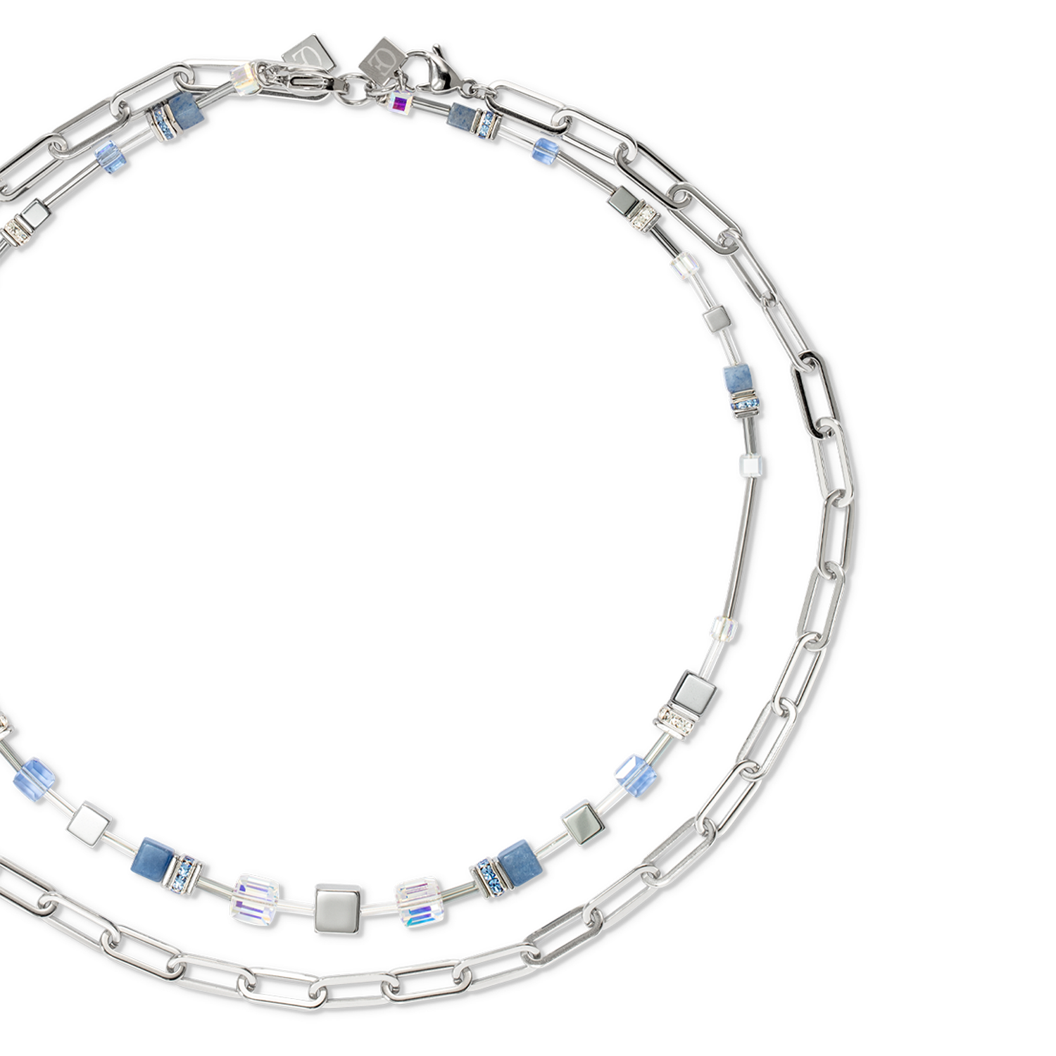 coeur-de-lion-geocube-fusion-chain-halskette-silber-blau-multi-wear-layering image 2