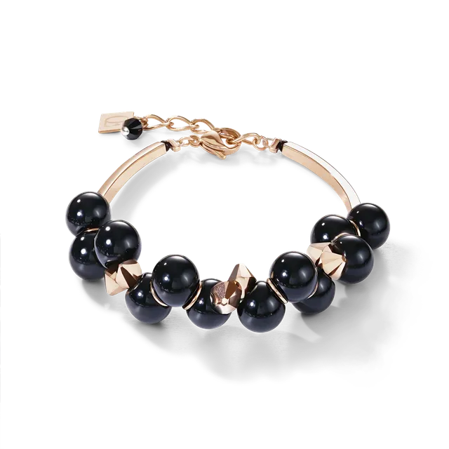 coeur-de-lion-acrylglas-armband-schwarz-mit-kristallen-ros-gold image 1