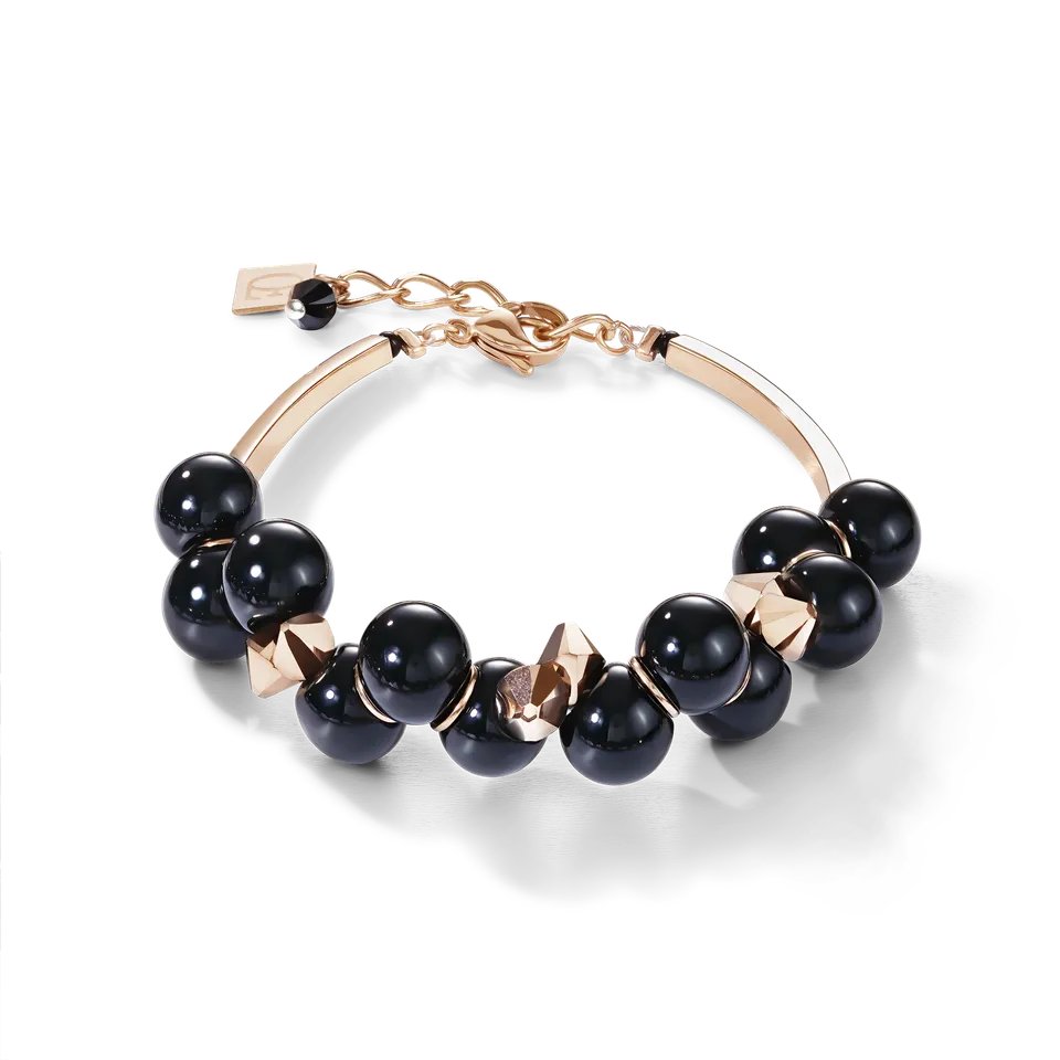 coeur-de-lion-acrylglas-armband-schwarz-mit-kristallen-ros-gold image 1
