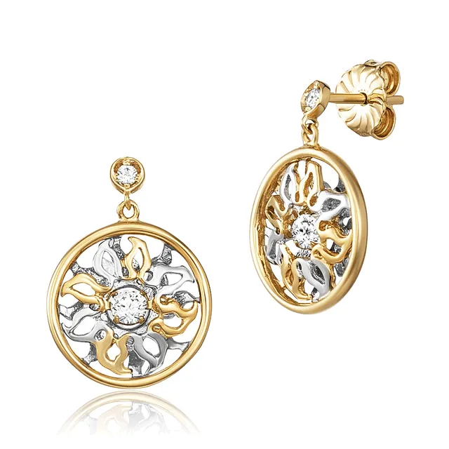 julie-julsen-dancing-stone-ohrstecker-sonne-bicolor-2-zirkonia-silber-925-vergol image 1