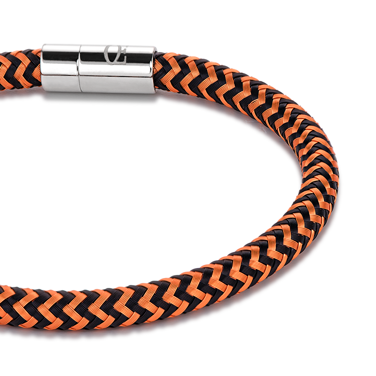 coeur-de-lion-armband-metall-geflochten-orange-schwarz-18-5-cm image 2