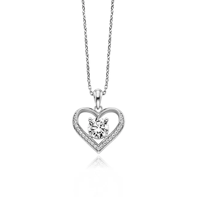 julie-julsen-kette-mit-anh-nger-heart-silber-rhodiniert-mit-20-wei-en-zirkonia image 1