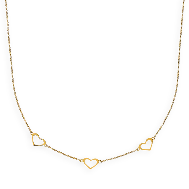 xenox-fine-halskette-585-gelbgold-mit-drei-herzen image 1