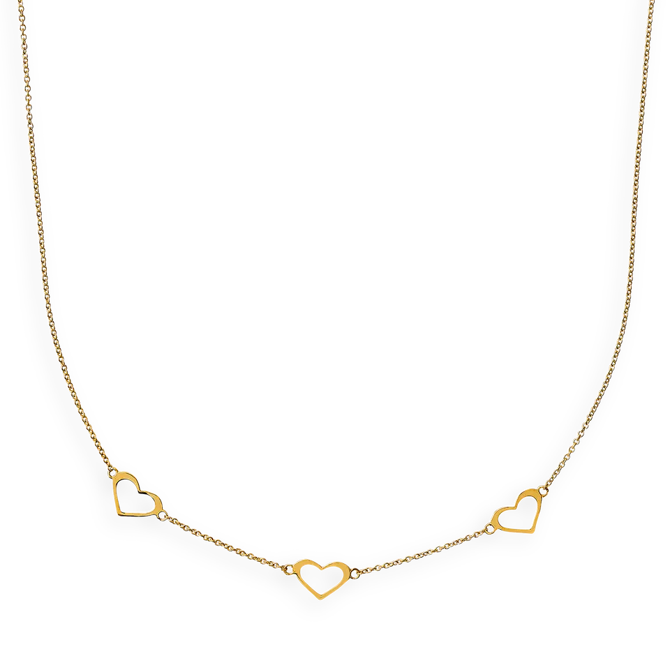xenox-fine-halskette-585-gelbgold-mit-drei-herzen image 1