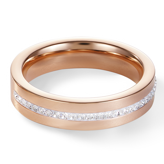 coeur-de-lion-iconic-ring-edelstahl-ros-gold-pav-streifen-kristall image 2