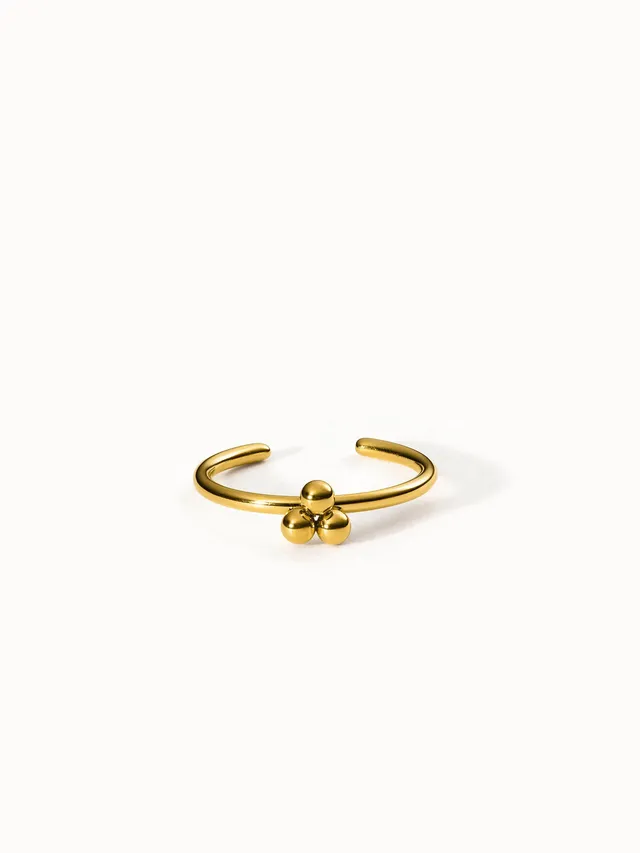 purelei-seed-ring-verstellbarer-edelstahl-ring-mit-3-kugeln-in-gold-ros-gold-sil image 1