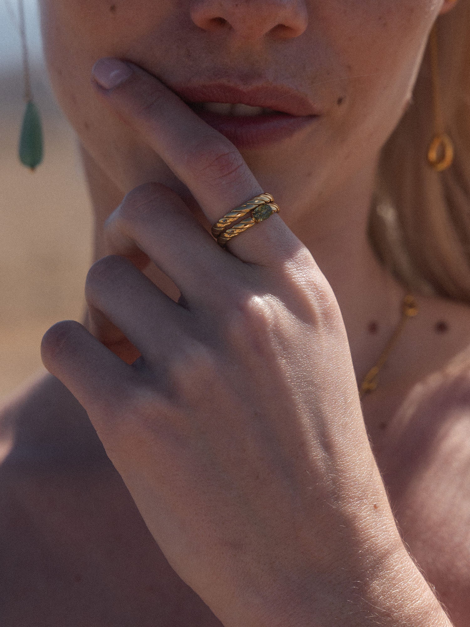 purelei-volcano-ring-set-2-teiliges-gedrehtes-ring-set-mit-oliv-zirkonia image 2