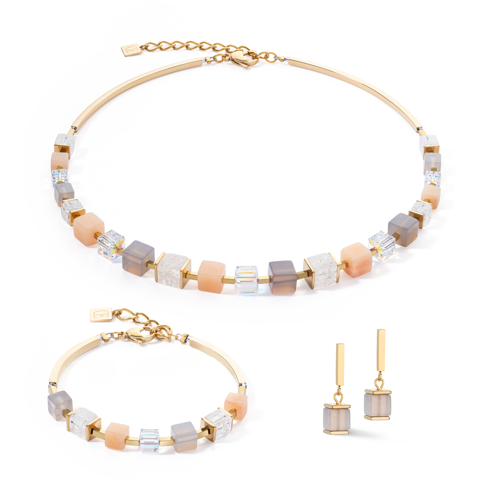 coeur-de-lion-precious-statement-cubes-halskette-grau-peach-8-mm image 3