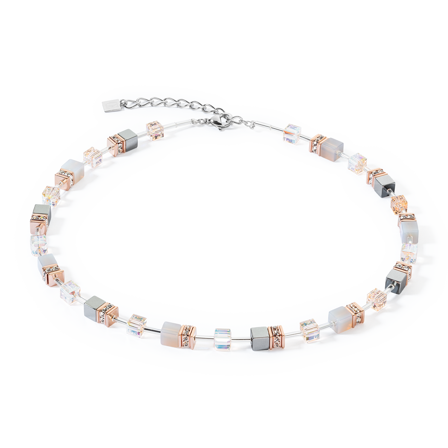 coeur-de-lion-geocube-iconic-precious-halskette-ros-gold-peach-beige-orange image 1