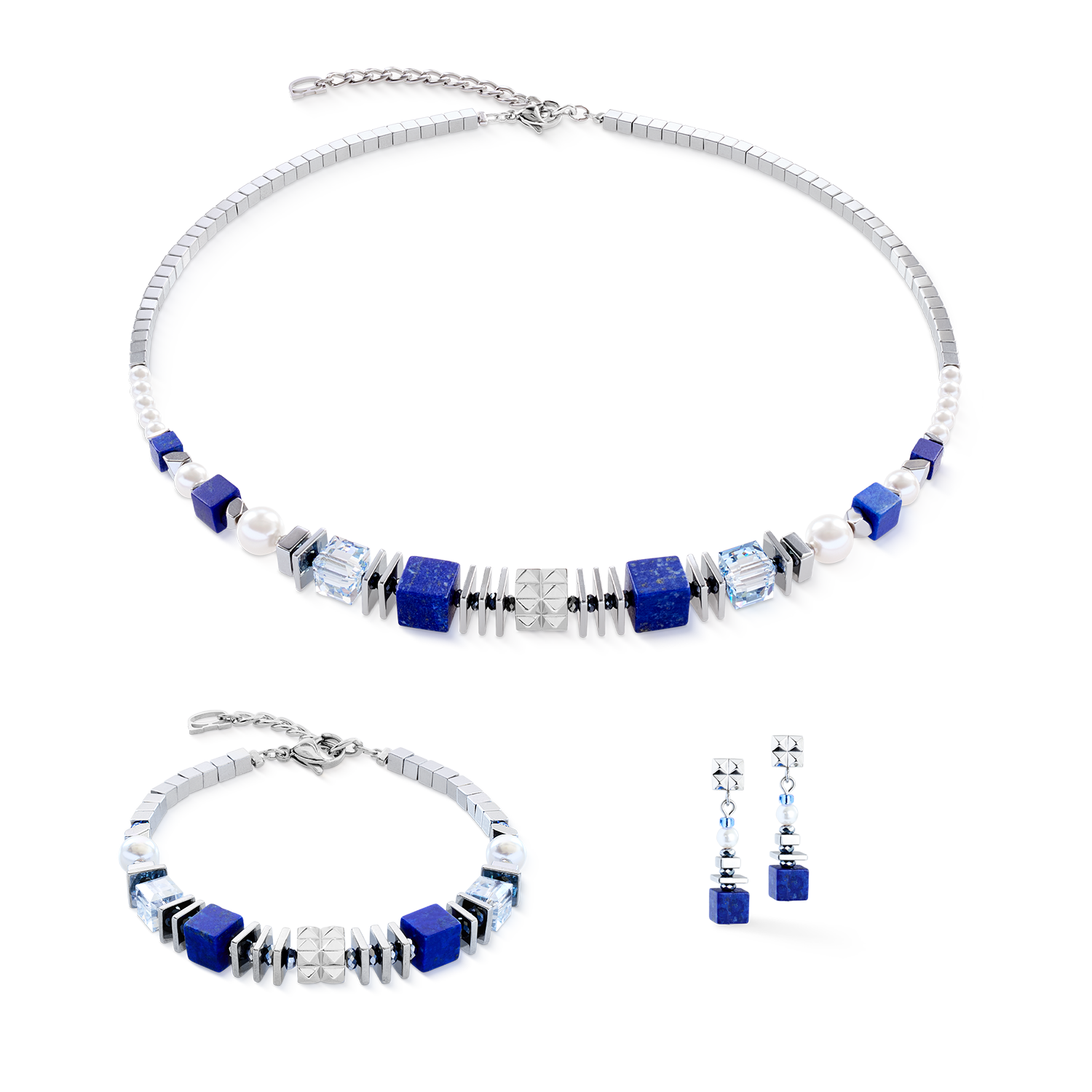 coeur-de-lion-statement-cube-facets-halskette-silber-blau-mit-lapislazuli-45-5-c image 3