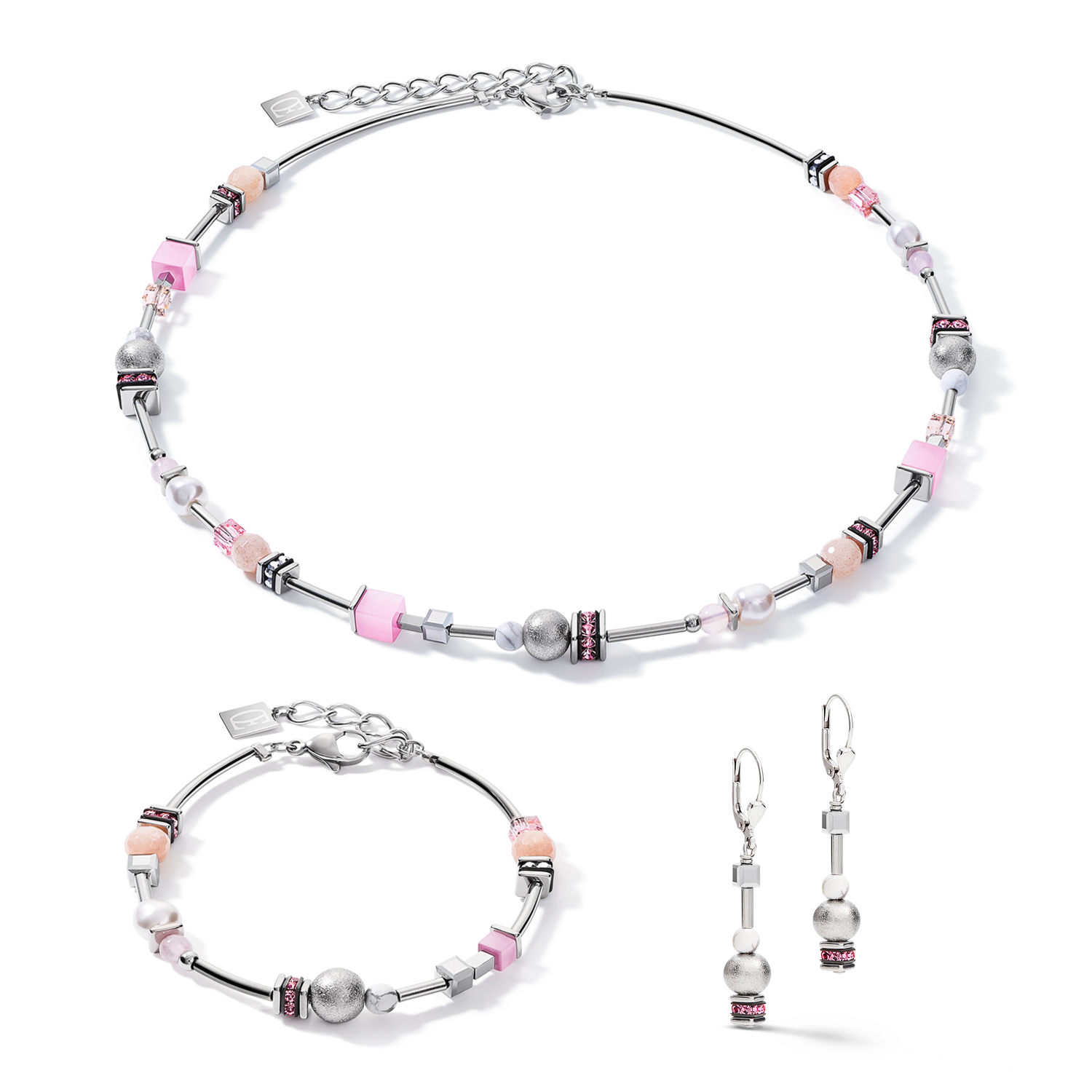coeur-de-lion-pearls-cubes-ohrringe-silber-rosa-edelstein image 3
