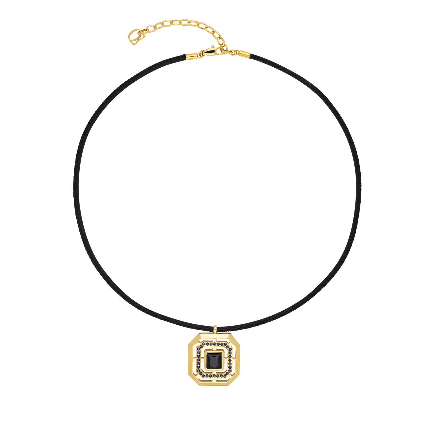 coeur-de-lion-amulett-icon-frame-halskette-soft-noir-gold-42-cm image 1