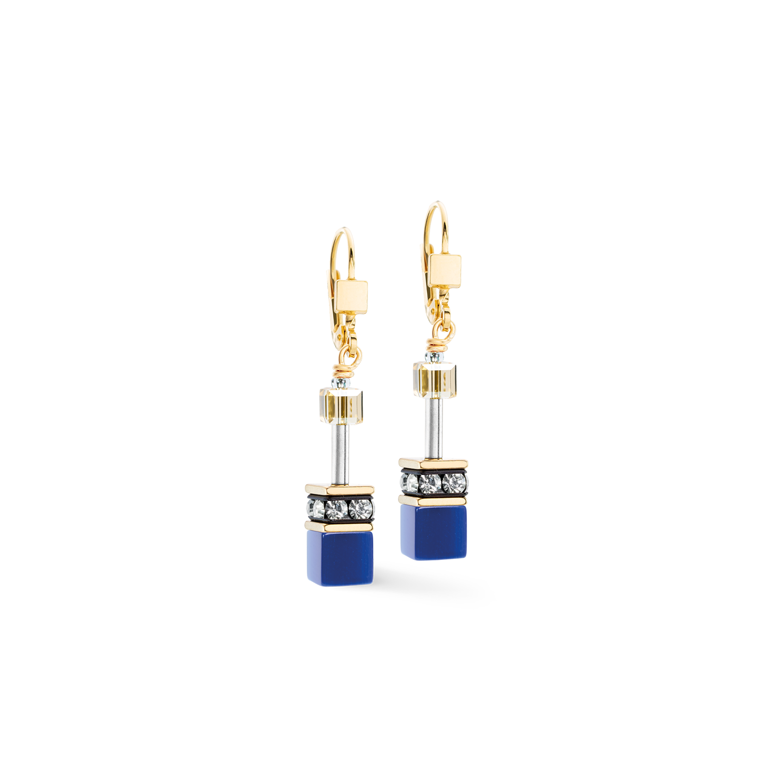 coeur-de-lion-geocube-iconic-ohrringe-azure-glow-gold-4-cm image 1