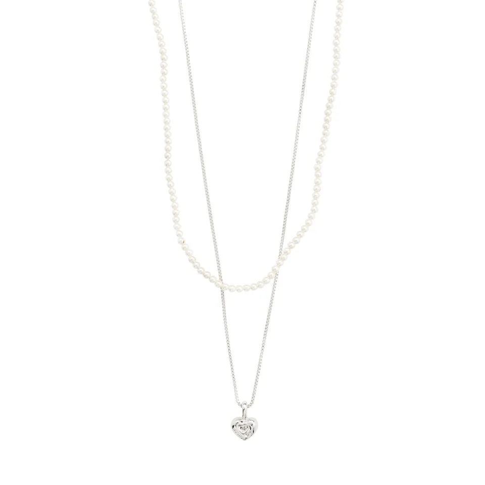pilgrim-arlet-halskette-2-in-1-set-versilbert-mit-herz-und-perlen image 1