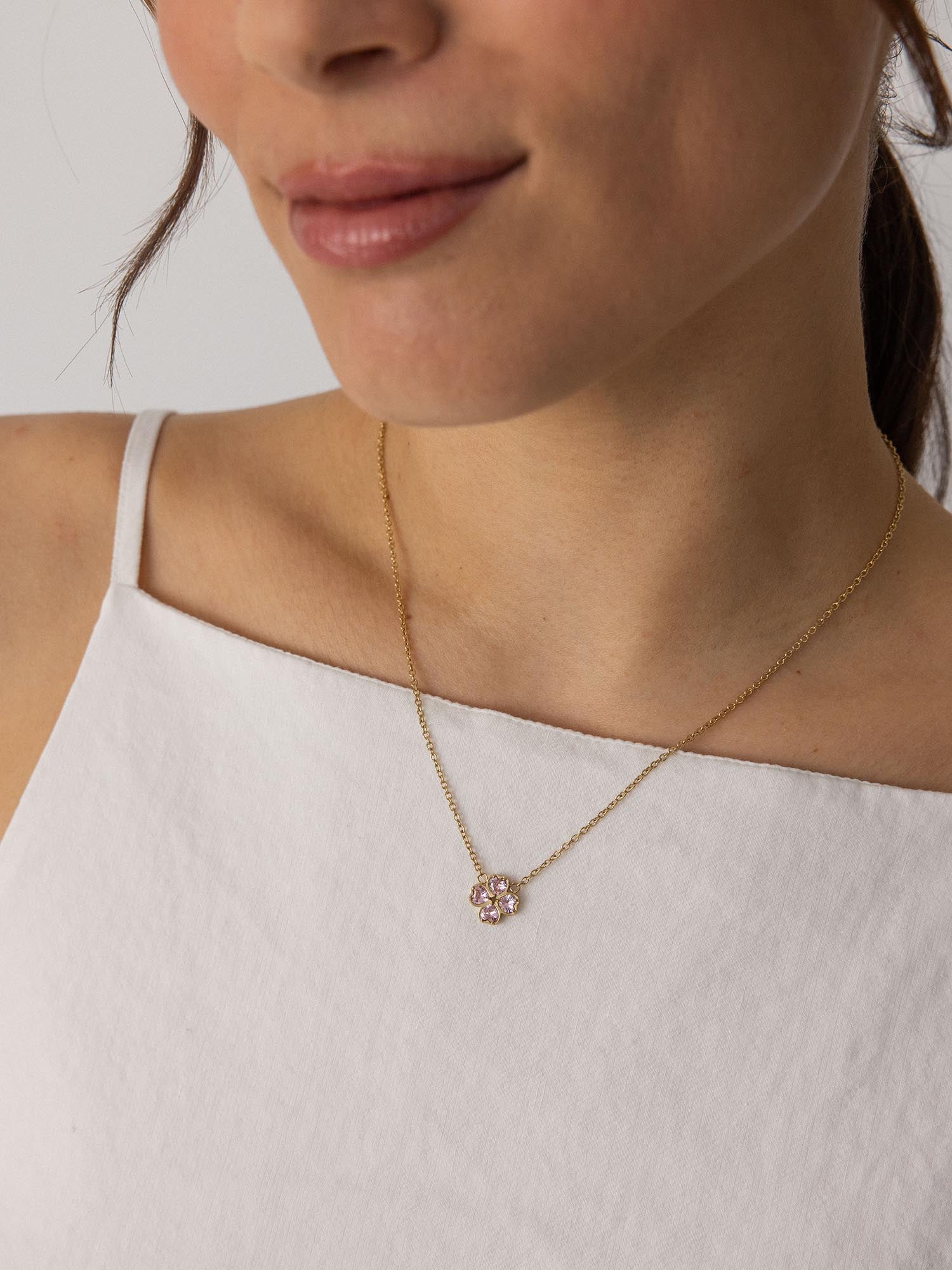 purelei-cuore-ros-kette-kleeblatt-herz-mit-rosa-zirkonia image 3