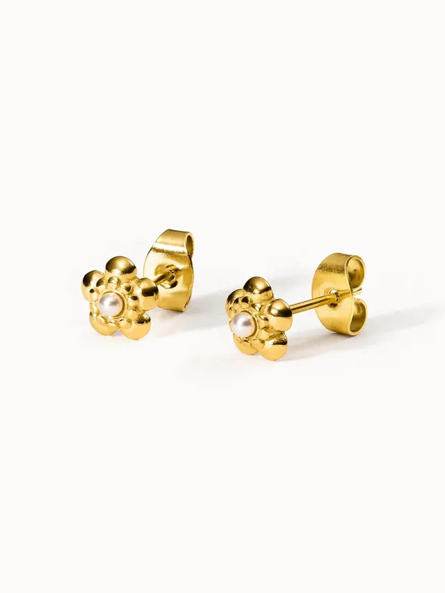 purelei-shiny-bloom-ohrringe-blumen-ohrstecker-mit-perle-7x7-mm image 1